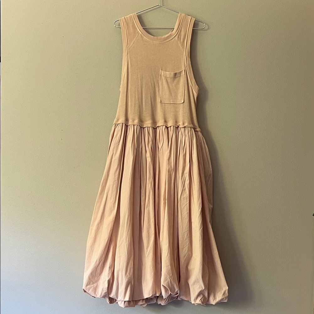 FREE PEOPLE Calla Lilly Sandstone Bubble Hem Maxi Dress